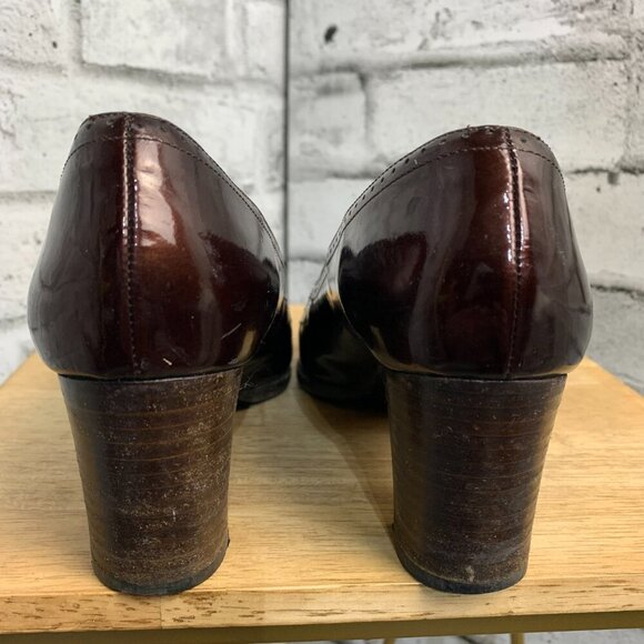 Vintage 90s Arnold Churgin Patent Leather Mid Block Heel Loafer - Picture 9 of 13